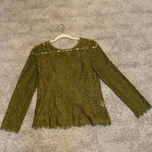 JCrew Olive Green Lace Shirt